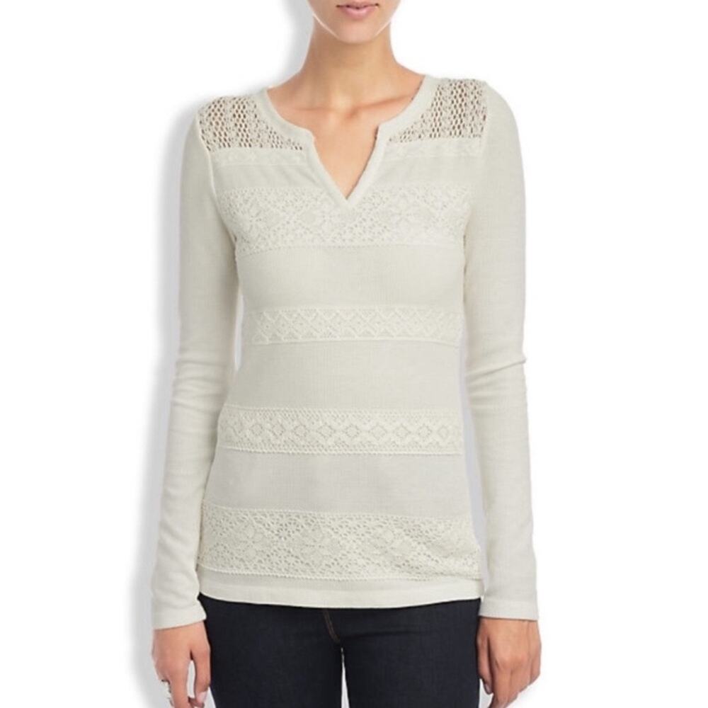 Lucky Brand lace stripe thermal top